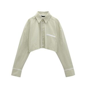 Zara Striped Crop Poplin Shirt